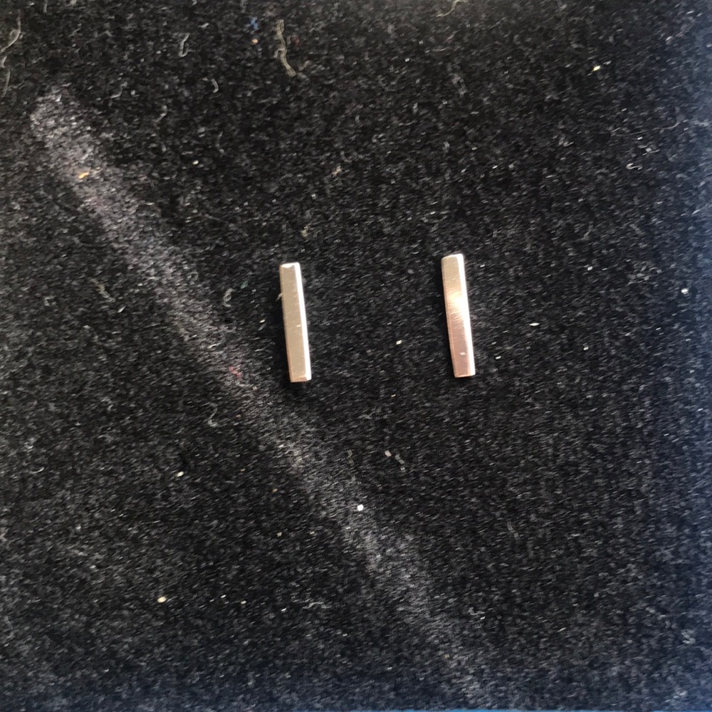 Minimalist sterling silver bar earrings